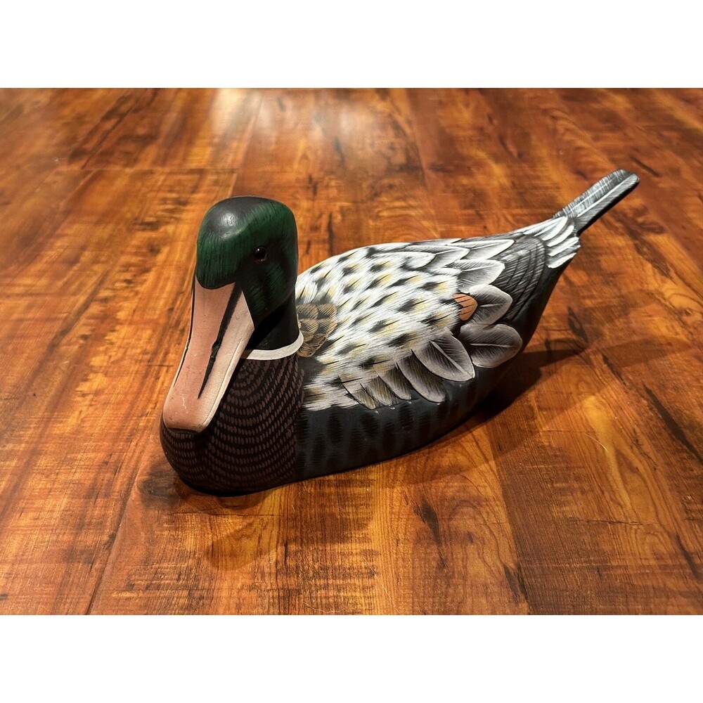 VTG Pacific Rim Carvers 12” Solid Wood Hand Carved & Painted Decoy Mallard Duck
